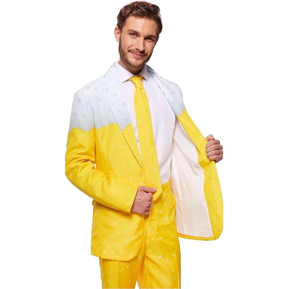 Suitmeister Men's Premium Beer Bottle Opener Oktoberfest Yellow Funny Suit Sz L - Picture 3 of 12
